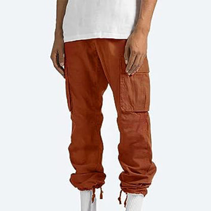 Cargohosen – lässig – gerade geschnittenes Bein – Cargojogginghosen – Herrenhosen-Orange-S-Chaps Herrenmode