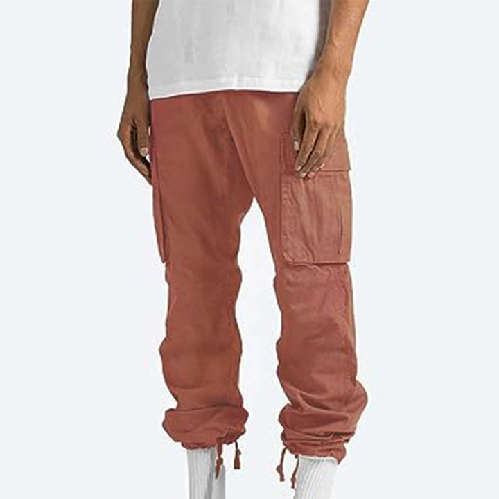 Cargohosen – lässig – gerade geschnittenes Bein – Cargojogginghosen – Herrenhosen-Rot-S-Chaps Herrenmode