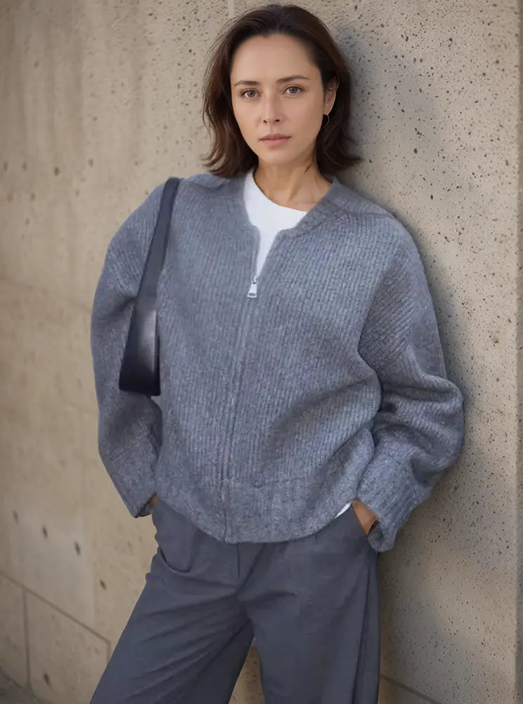 Damenschutz Strickjacke Langarm Reißverschluss - BerlinGlamour