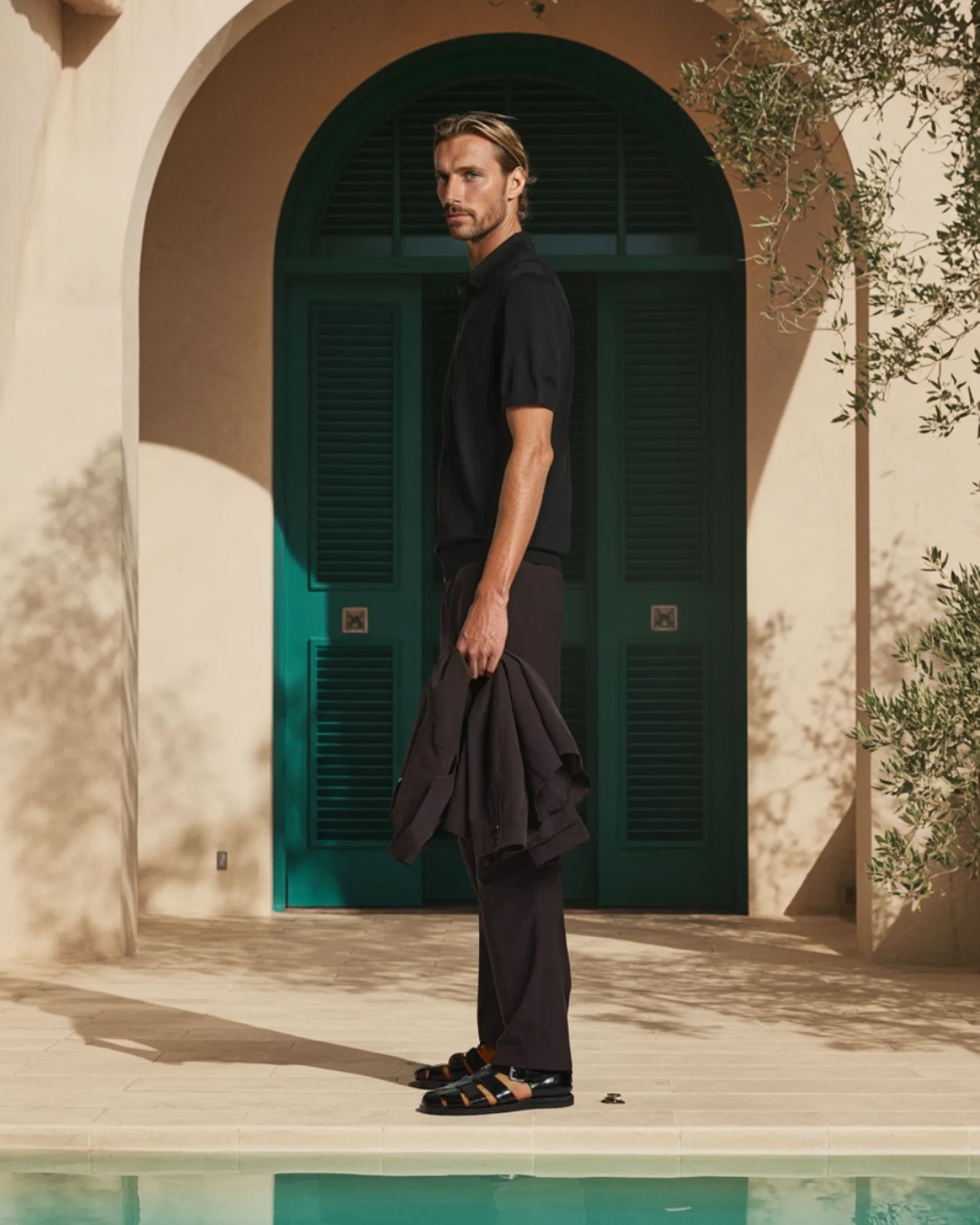 Seidenpoloshirt Schwarz Elegantes Herrenshirt