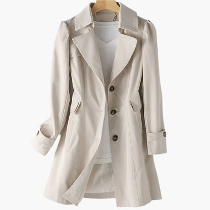 Damen Trenchcoat Klassisch Lang Knöpfe Schwarz - BerlinGlamour