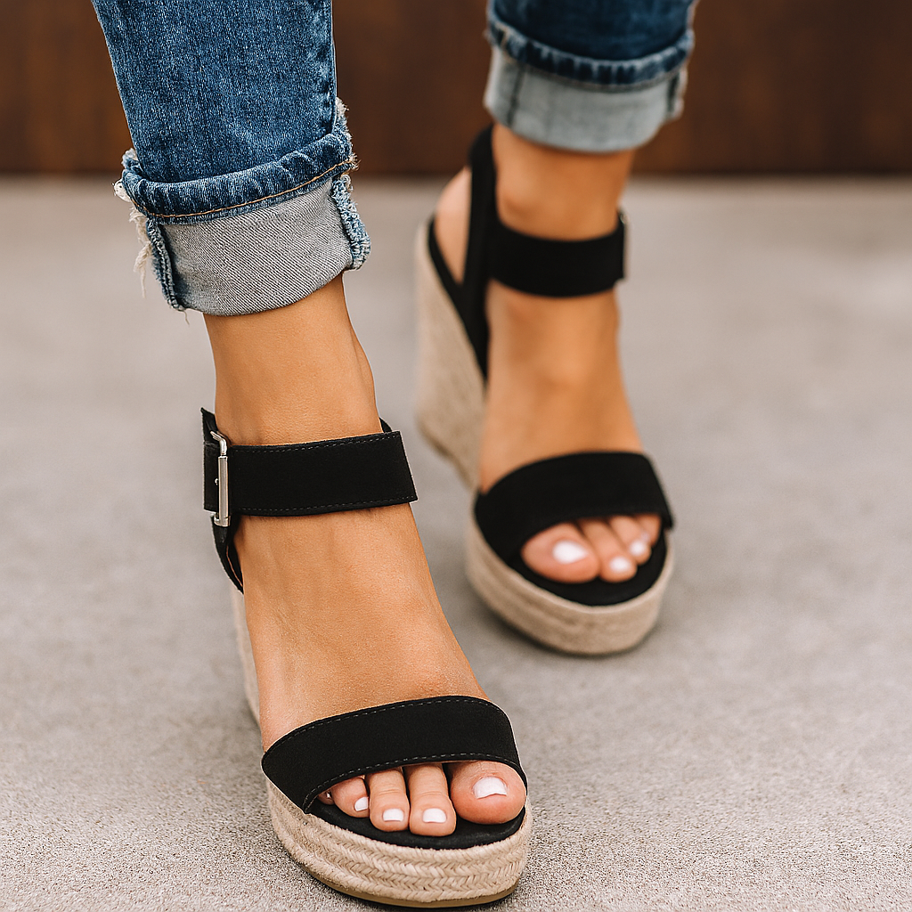 Damen Sandalen Keilabsatz Offene Zehen Sandaletten Sommer - BerlinGlamour