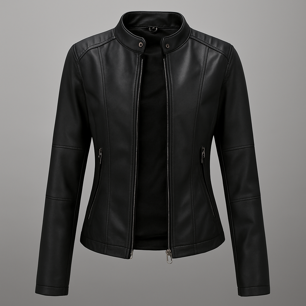 Rotes Leder-Motorradjacke Damen Slim Fit - BerlinGlamour