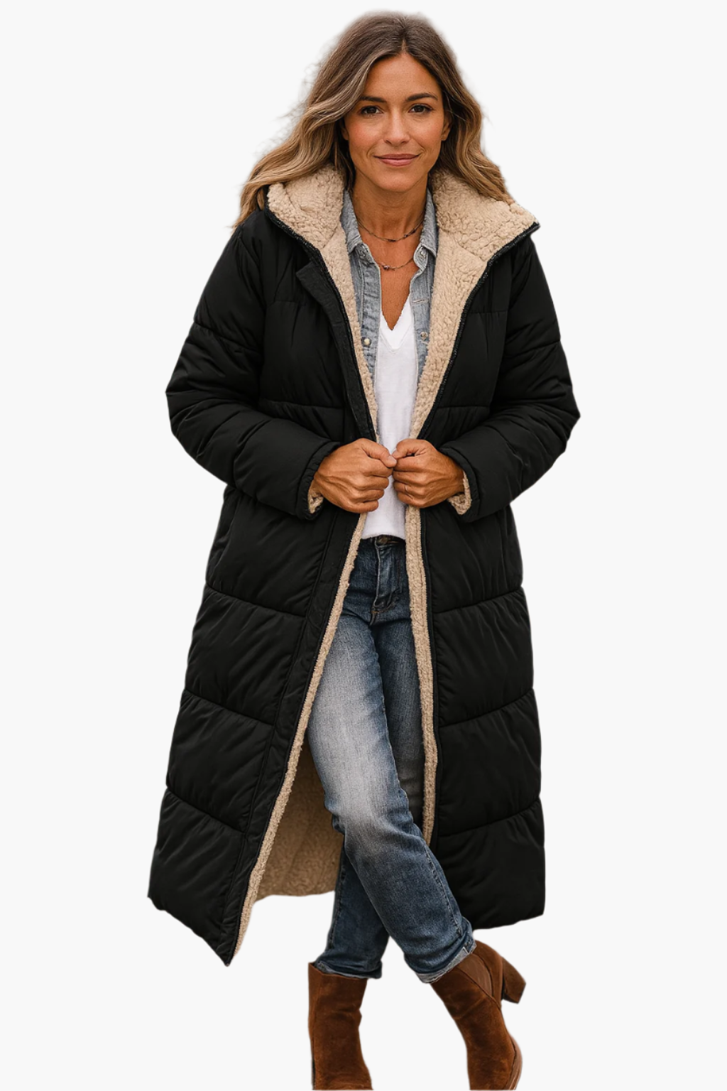 Damen Pufferjacke Warm Lang Winter Kapuze - BerlinGlamour