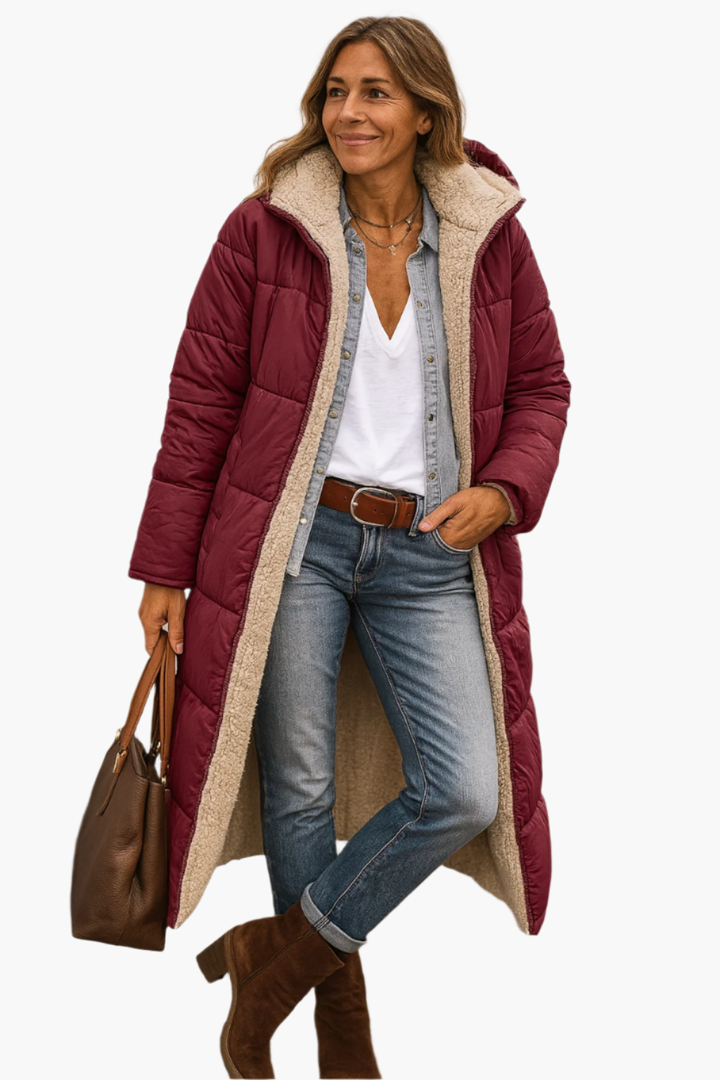 Damen Pufferjacke Warm Lang Winter Kapuze