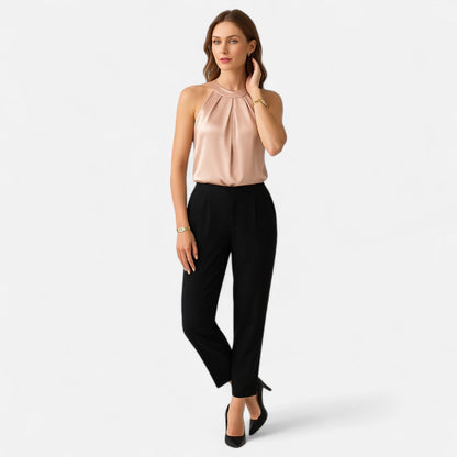 Elegantes Damen-Top aus Satin mit Halsbund