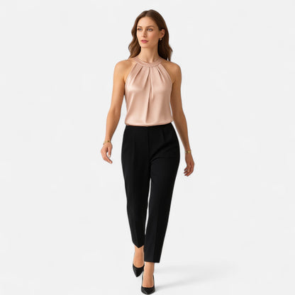 Elegantes Damen-Top aus Satin mit Halsbund