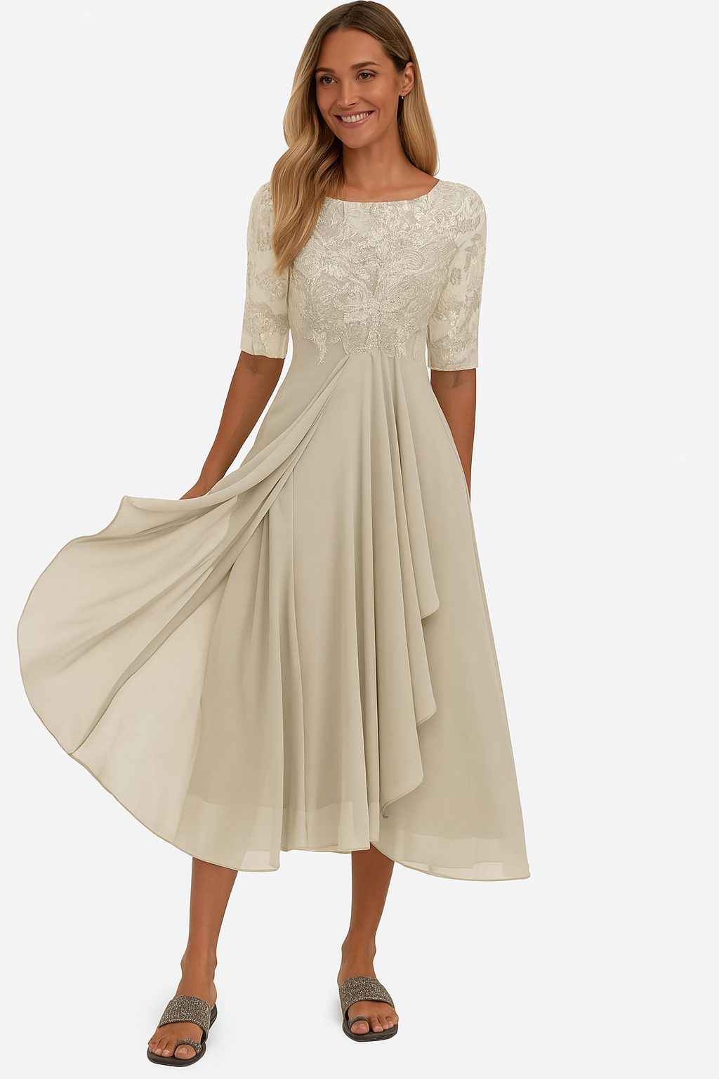 Damen Sommerkleid A-Linie Midi Kleid Modern - BerlinGlamour