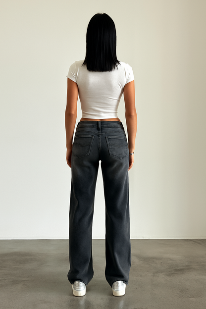 Damenjeans Mid Waist Weite Bein 4 Farben