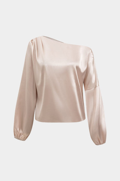 Elegante One-Shoulder Bluse Asymmetrisch Satin Damen - BerlinGlamour