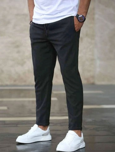 Chino Hose - Herren Casual Skinny Stretch Chino Hose-Grau-S-Chaps Herrenmode