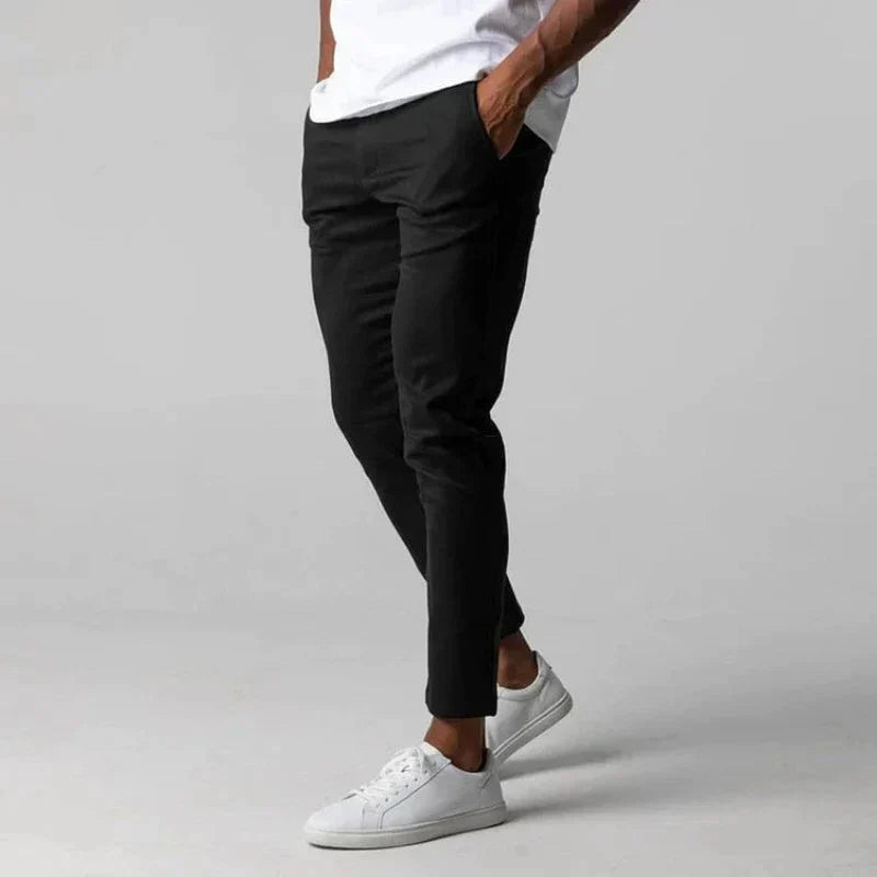 Chino-Hose – Slim Fit – elastischer Bund – Slim Fit Chinos – Herrenhosen-Schwarz-XS-Chaps Herrenmode