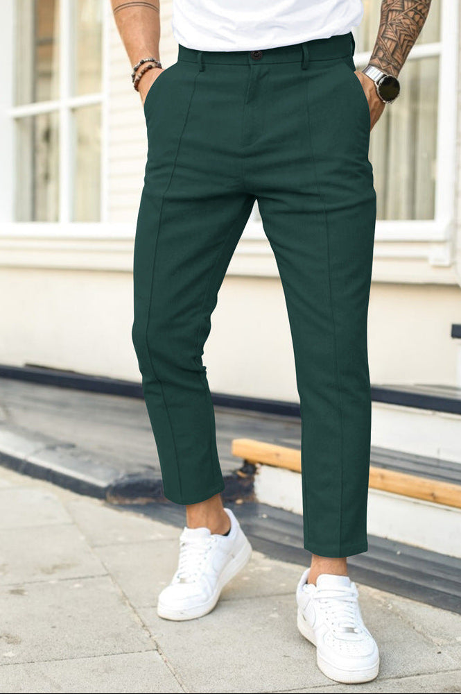 Chino-Hosen – knöchellang – smart-casual – schmal geschnitten – Herrenhosen-Grün-S-Chaps Herrenmode
