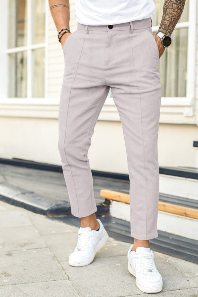 Chino-Hosen – knöchellang – smart-casual – schmal geschnitten – Herrenhosen-Hellgrau-S-Chaps Herrenmode