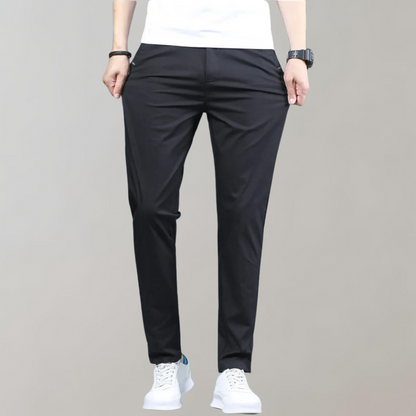 Chinos | Bequem | Elastische Taille | Stretch-Hose | Chino-Hose für Herren-Schwarz-27-Chaps Herrenmode