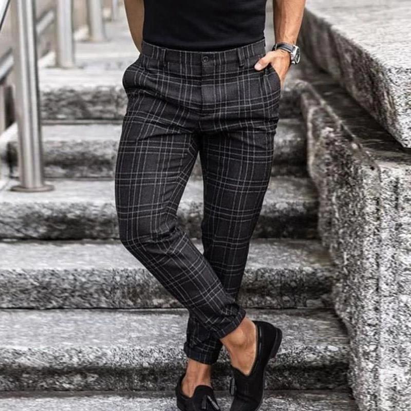 Chinos - Herren karierte Slim Fit Stretch Chino Hose-Schwarz-XS-Chaps Herrenmode