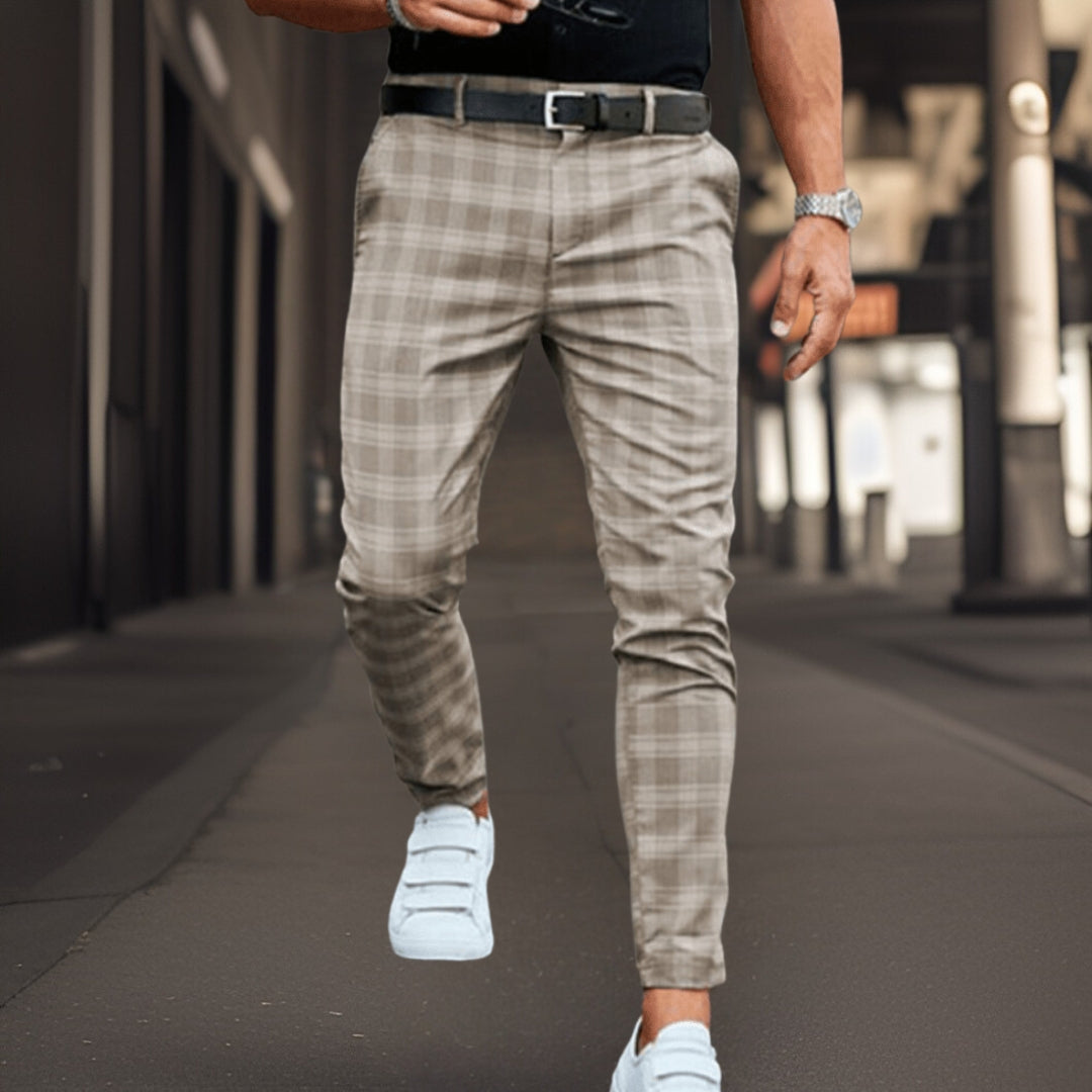 Herren Chinos Stretch kariert elastisch - BerlinGlamour