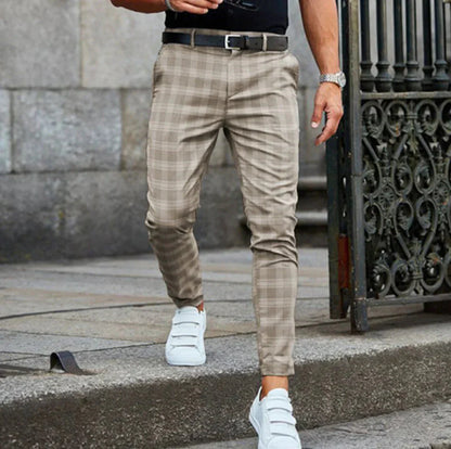Chinos - Schlanke Passform - Dehnen - Karierte Hosen - Herrenhosen-Beige-XS-Chaps Herrenmode