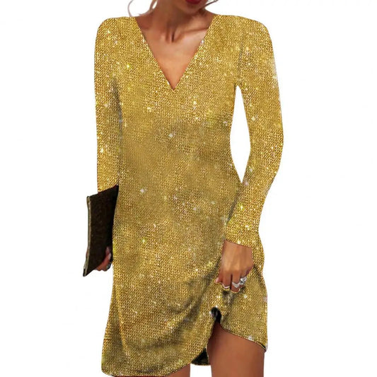 Elegantes Wickelkleid Damen V-Ausschnitt Kleid Modern - BerlinGlamour