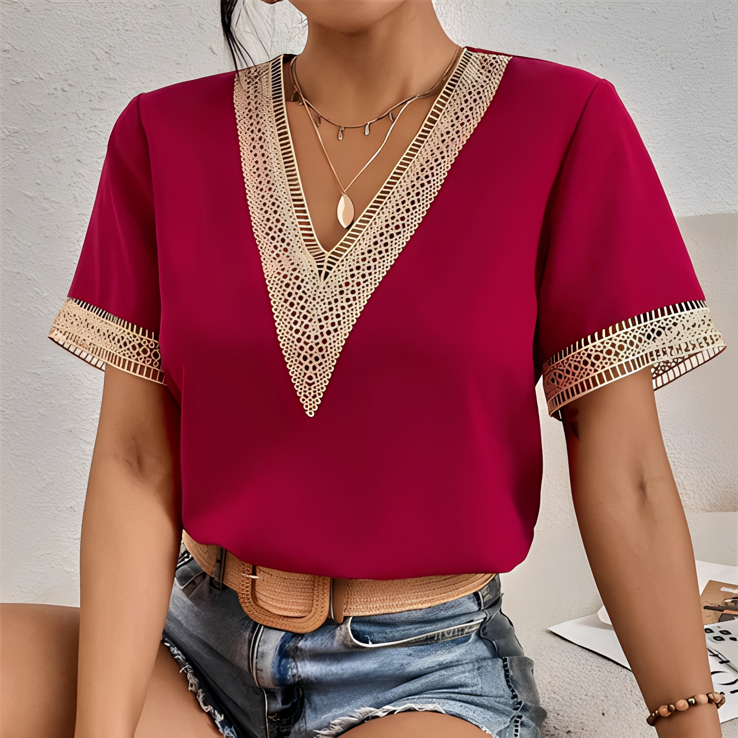 Damen Sommer Top Modern Leicht