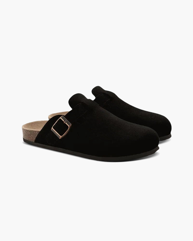 Clogs - Bequeme Herren Clogs aus Wildleder-Schwarz-38-Chaps Herrenmode