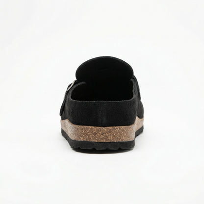 Damen Clogs Retro Wildleder Schuhe Slip-On Heidi Stil