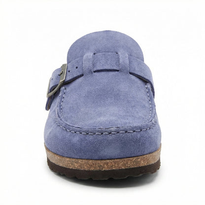 Damen Clogs Retro Wildleder Schuhe Slip-On Heidi Stil