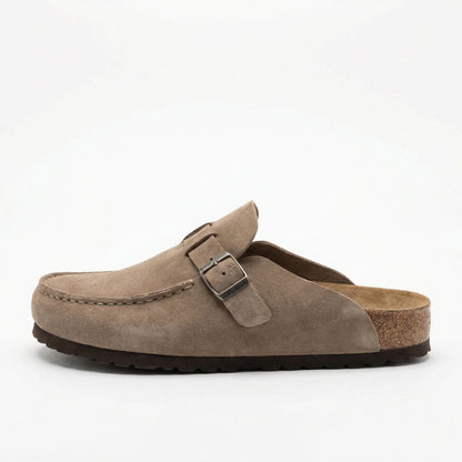 Damen Clogs Retro Wildleder Schuhe Slip-On Heidi Stil