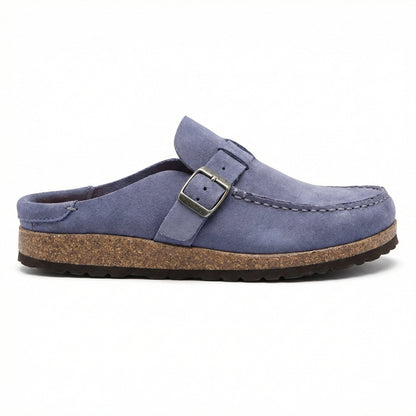 Damen Clogs Retro Wildleder Schuhe Slip-On Heidi Stil