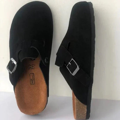 Clogs – Slipper – Wildleder – Pantoletten – Herrenschuhe-Schwarz Braun-36-Chaps Herrenmode