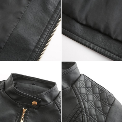 Echte Leder Frauenjacke Stylisch Schwarz Ledermantel