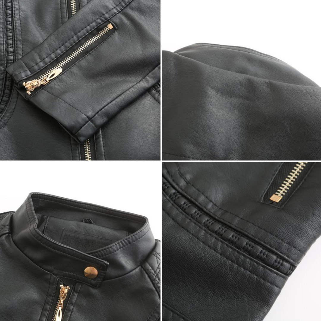 Echte Leder Frauenjacke Stylisch Schwarz Ledermantel