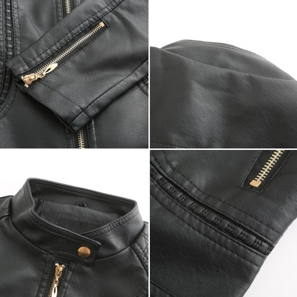 Echte Leder Frauenjacke Stylisch Schwarz Ledermantel