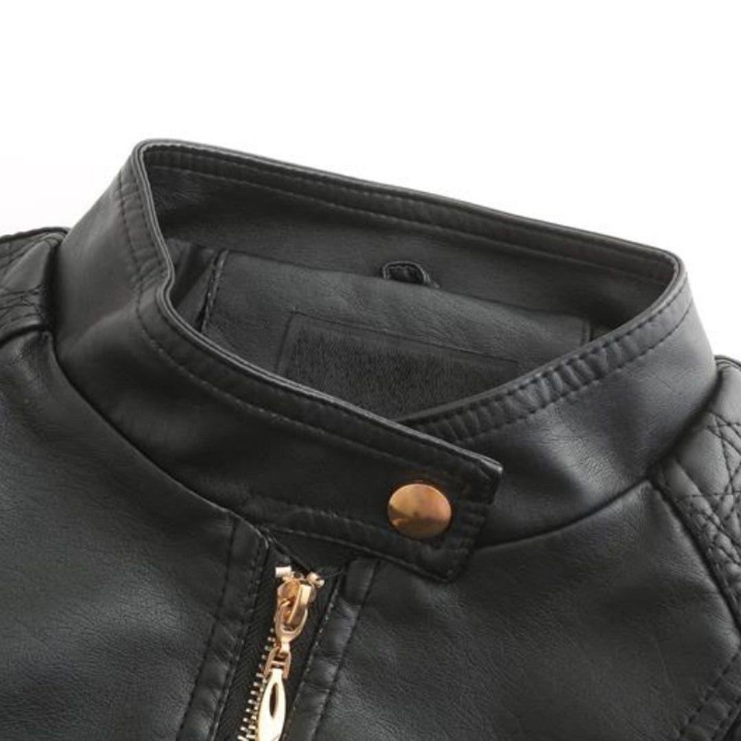 Lederjacke Damen Elegant Schwarz Glänzend