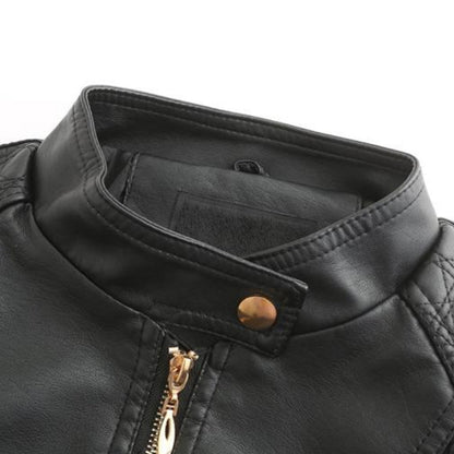 Echte Leder Frauenjacke Stylisch Schwarz Ledermantel