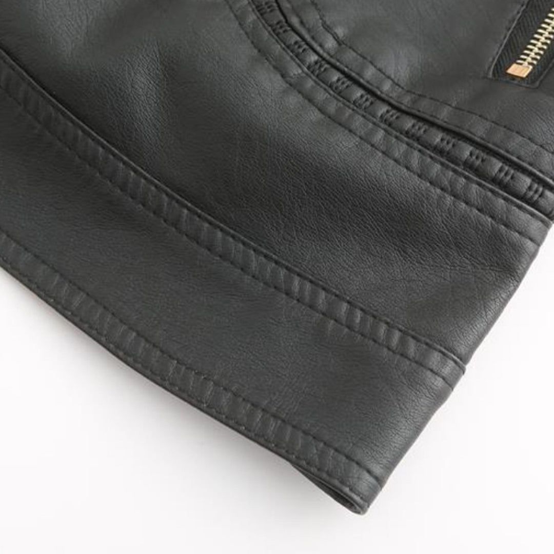 Lederjacke Damen Elegant Schwarz Glänzend