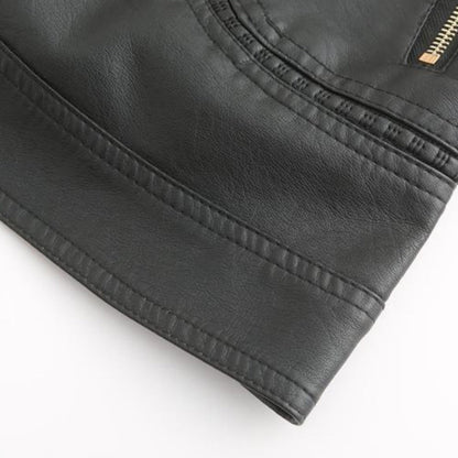 Echte Leder Frauenjacke Stylisch Schwarz Ledermantel