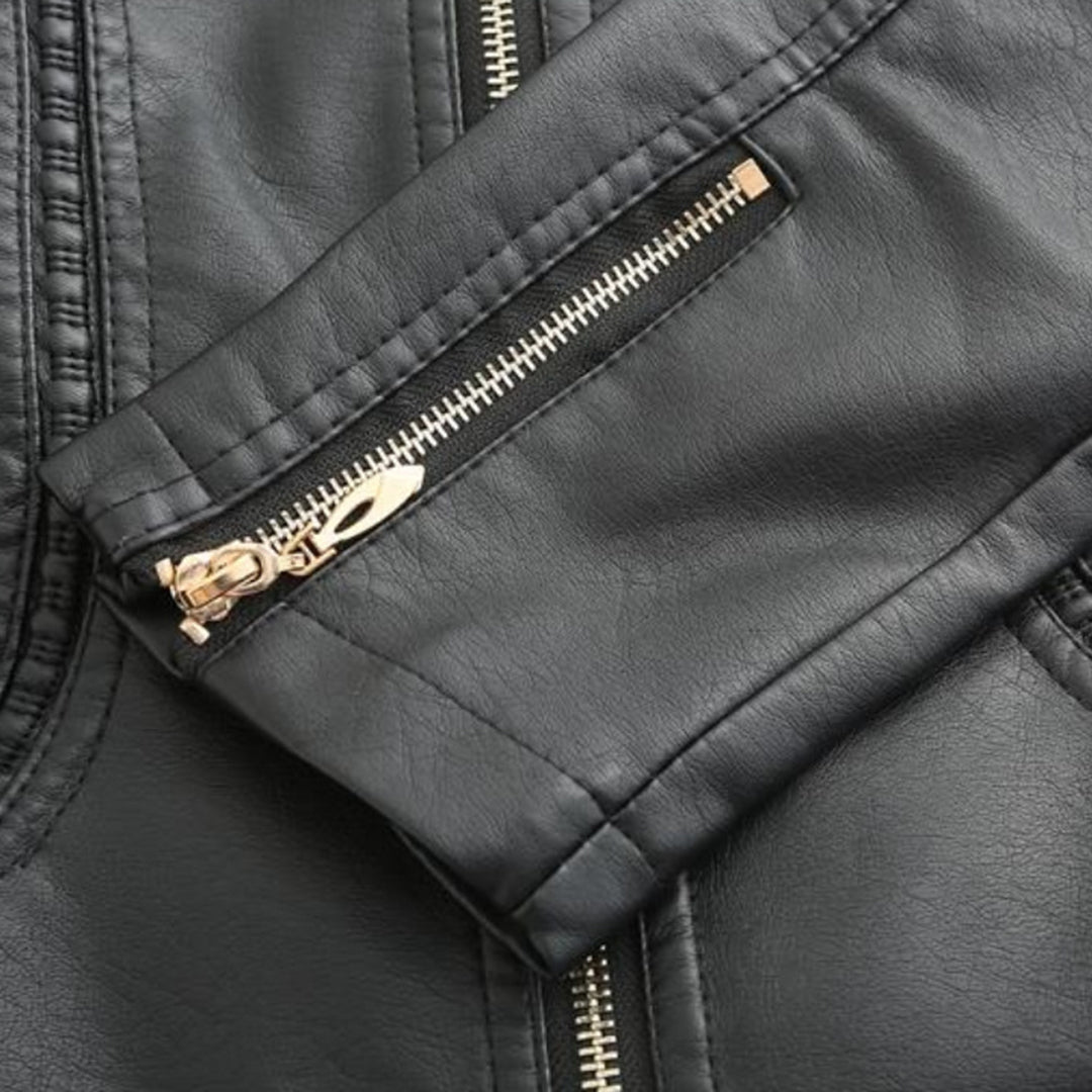 Lederjacke Damen Elegant Schwarz Glänzend