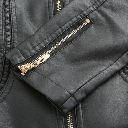 Lederjacke Damen Elegant Schwarz Glänzend