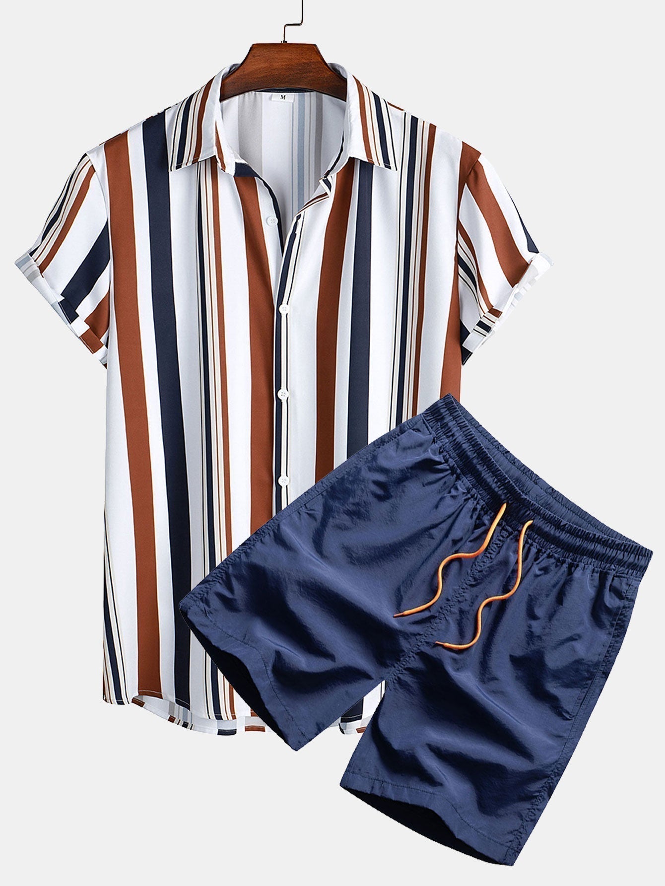 Sommer Set Herren - Gestreiftes Kurzarmhemd mit Shorts - BerlinGlamour
