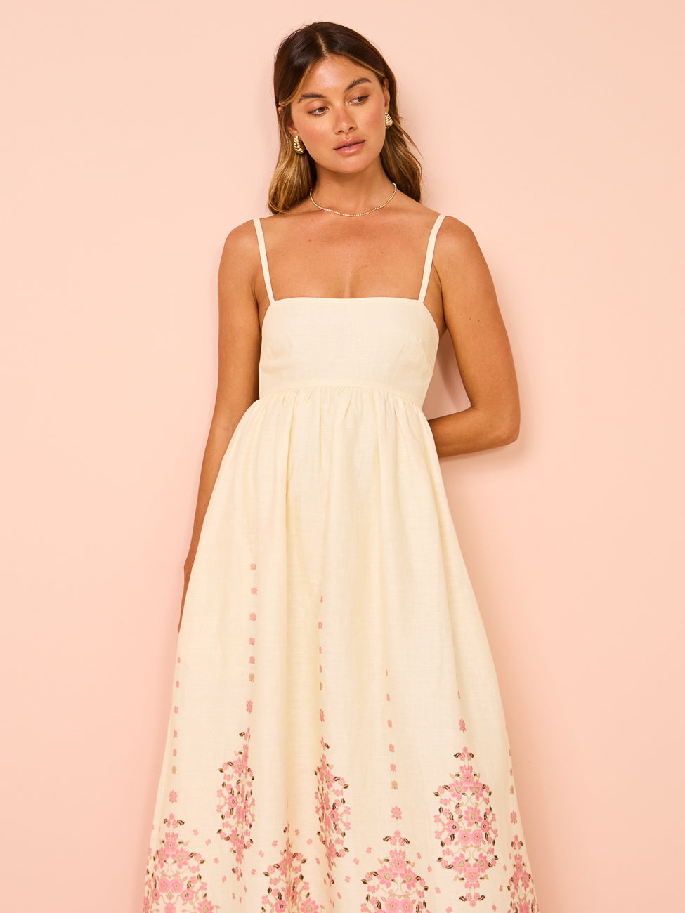 Boho Maxikleid Damen Stickerei Spaghettiträger Sommer