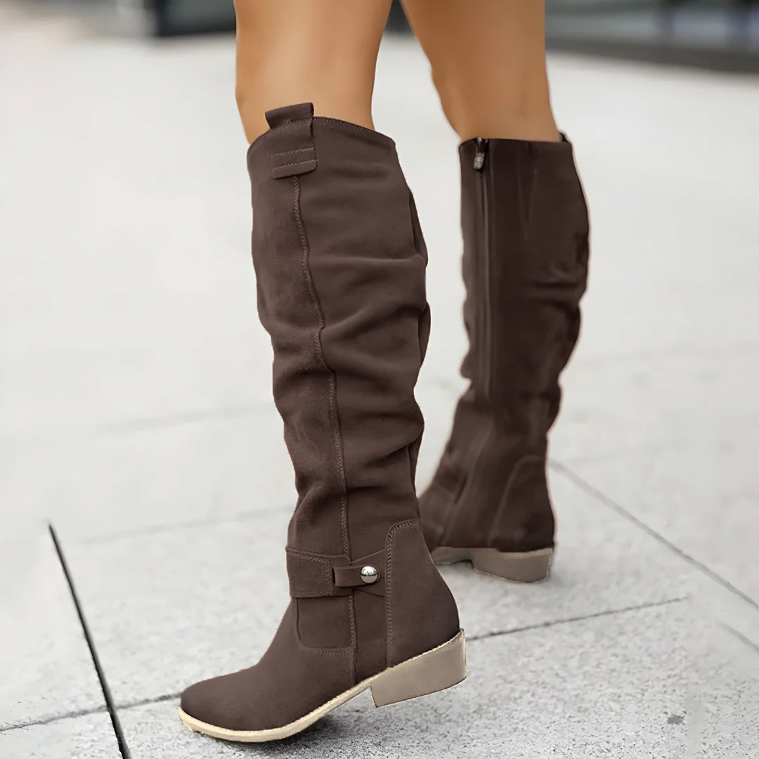 Stiefel Kniehoch Wildleder Braun Damen