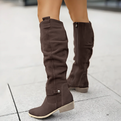 Stiefel Kniehoch Wildleder Braun Damen