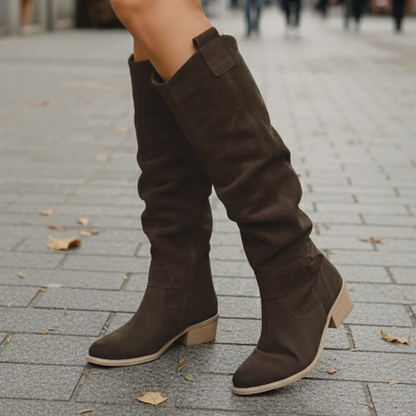 Stiefel Kniehoch Wildleder Braun Damen