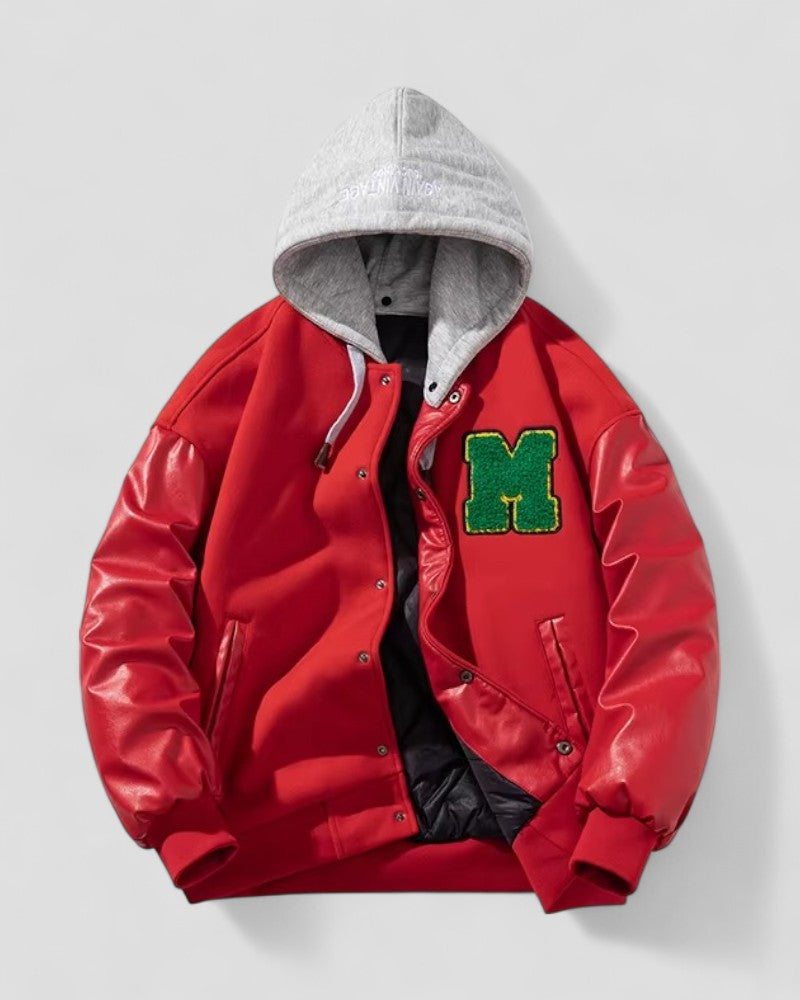 Collegejacke mit Fleecefutter und Ärmeln aus Kunstleder 0