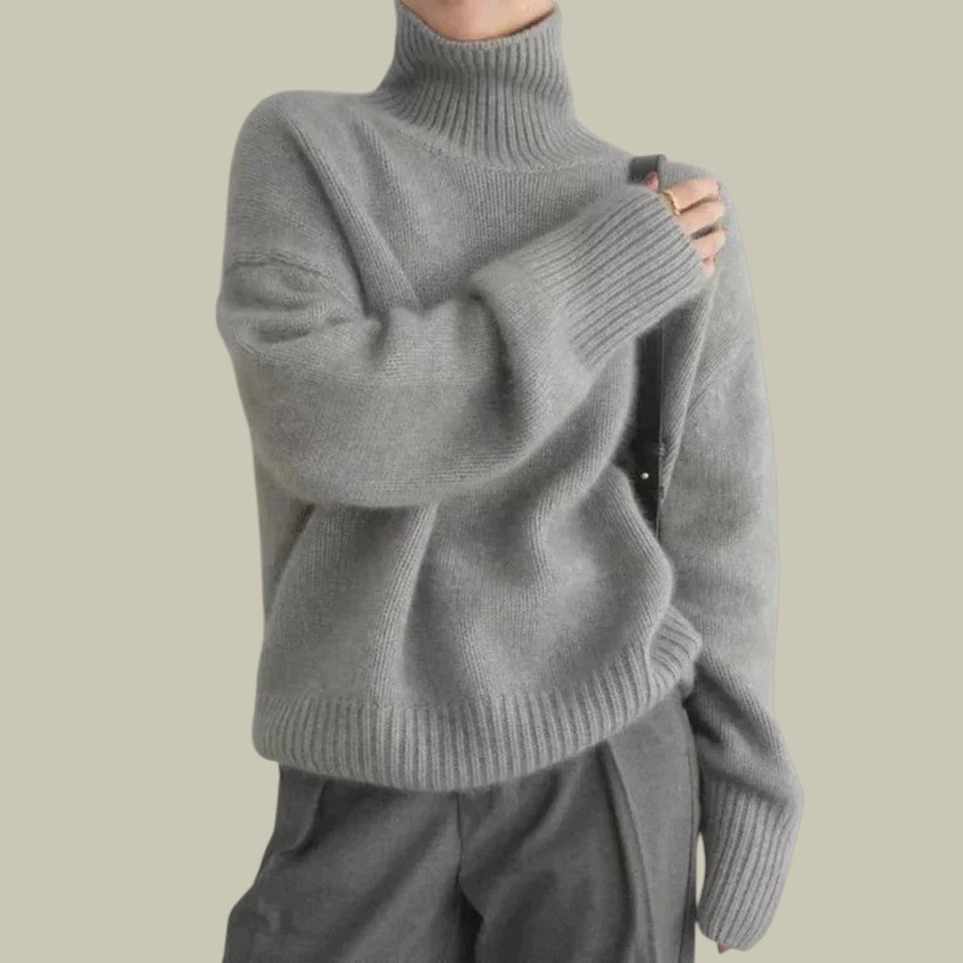 Damen Rollkragenpullover Merinowolle Weich Warm