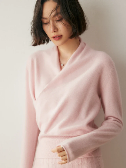 Damen Wickelpullover Elegantes Überkreuzdesign Modern - BerlinGlamour