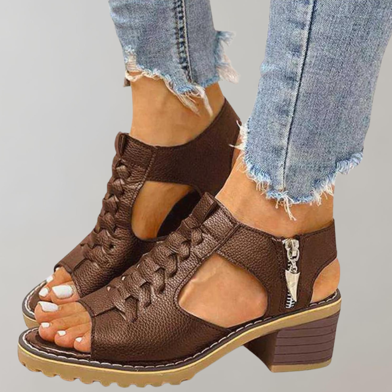 Damen Sandalen mit Absatz Orthopädisch Bequem Spitze - BerlinGlamour