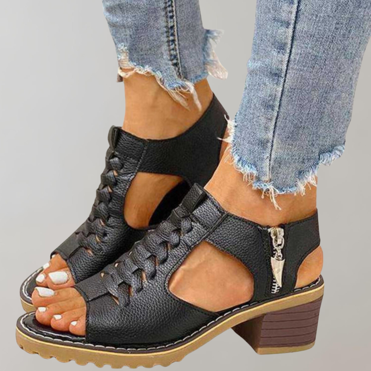 Damen Sandalen mit Absatz Orthopädisch Bequem Spitze