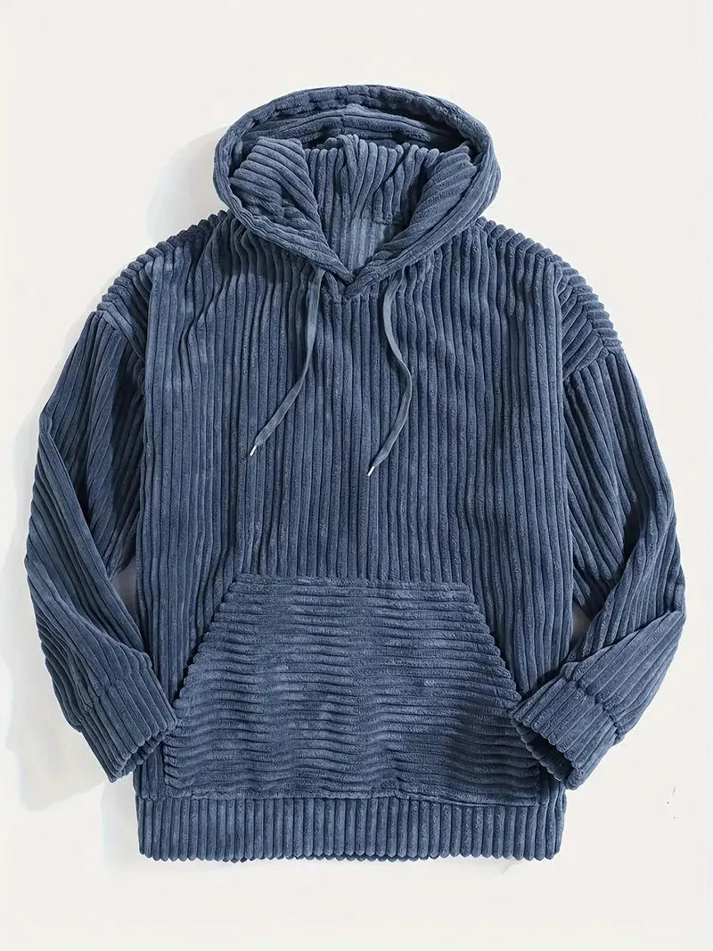 Cord Hoodie | Warm | Bequem | Pullover Hoodie | Herren Hoodie-Blau-S-Chaps Herrenmode